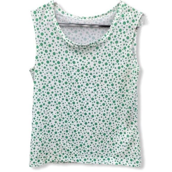 Vintage Tops - Vintage Sleeveless Polyester Polka Dot Top